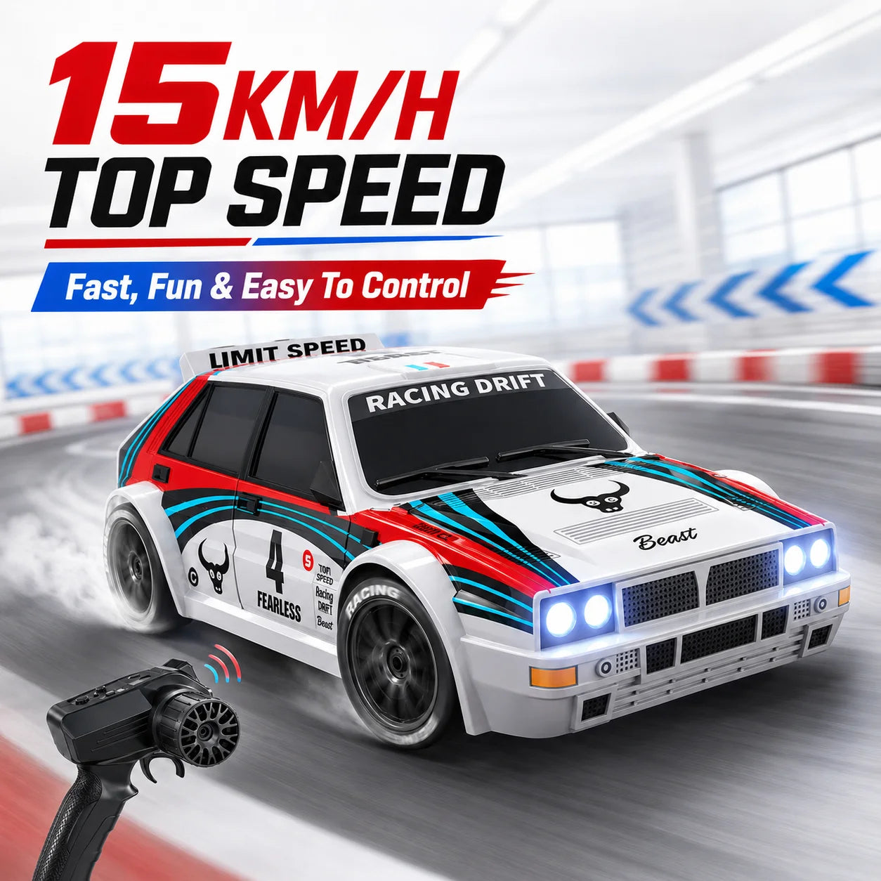 1:24 4WD RC Drift Car – 20 km/h High-Speed Remote Control Racing Car with LED Lights