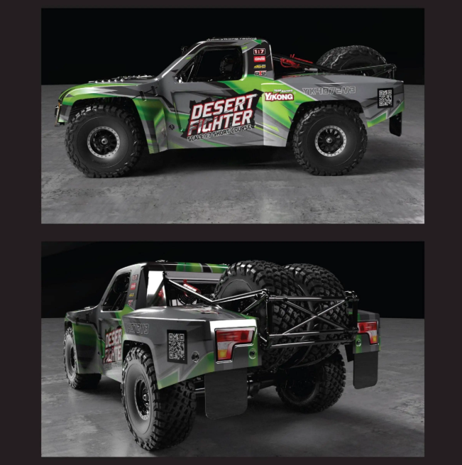 Yikong Yk4072 1/7 Df7 V3 Desert Short Truck on Road 6s Brushless 4wd Remote Control Model Toy Metal USB Cable Birthday Gift