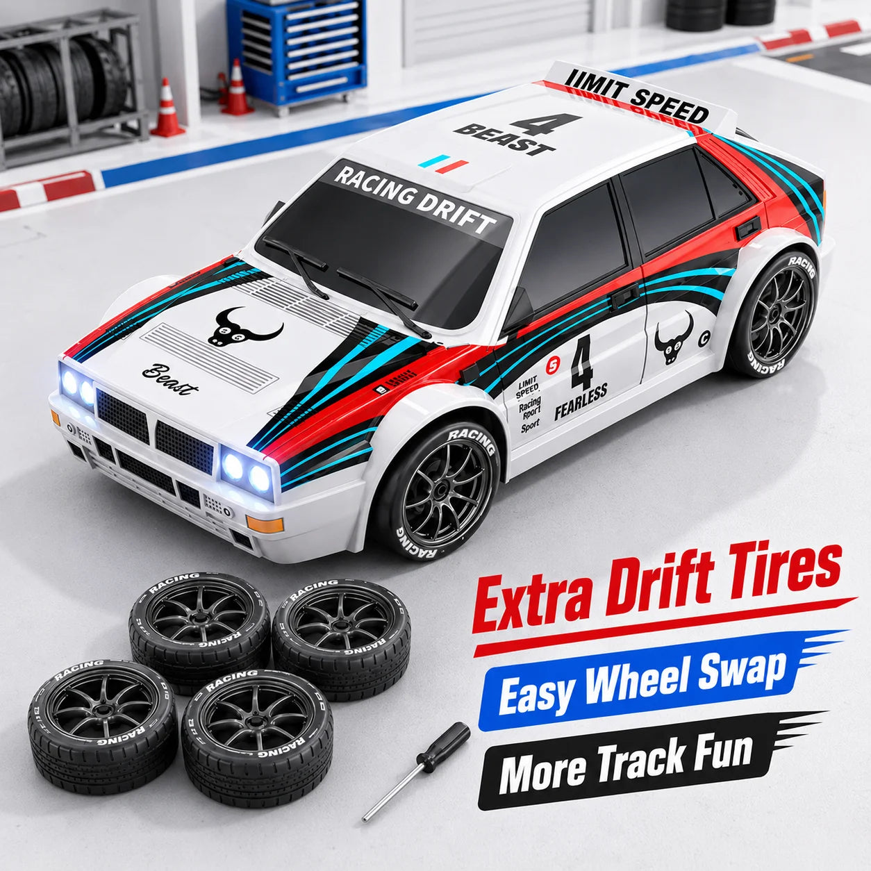 1:24 4WD RC Drift Car – 20 km/h High-Speed Remote Control Racing Car with LED Lights