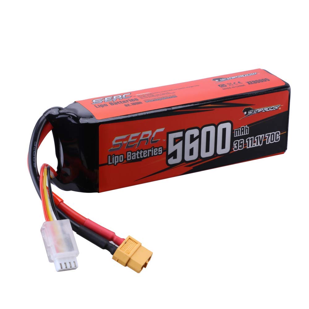 Sunpadow 11.1V 3S LiPo Battery 5600mAh 70C with XT60 Connector Soft Pack for RC Car RC Truck