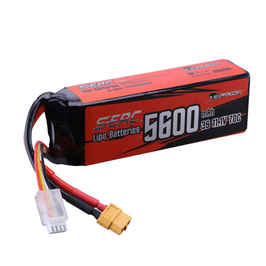 Sunpadow 11.1V 3S LiPo Battery 5600mAh 70C with XT60 Connector Soft Pack for RC Car RC Truck