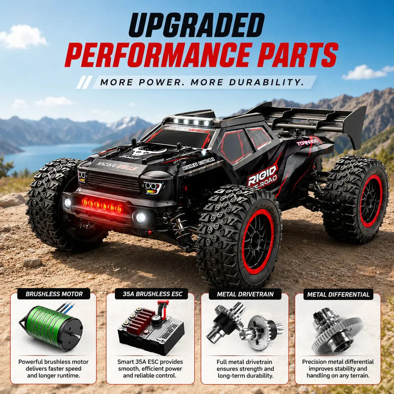 ZNLYRION RC Car Truck SG316MAX High Speed Brushless Full Metal Gear Differential 2.4Ghz 300M Remote Distance LED Headlight Big Foot RC Car For Adult Hobby Random Recon