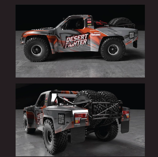 Yikong Yk4072 1/7 Df7 V3 Desert Short Truck on Road 6s Brushless 4wd Remote Control Model Toy Metal USB Cable Birthday Gift