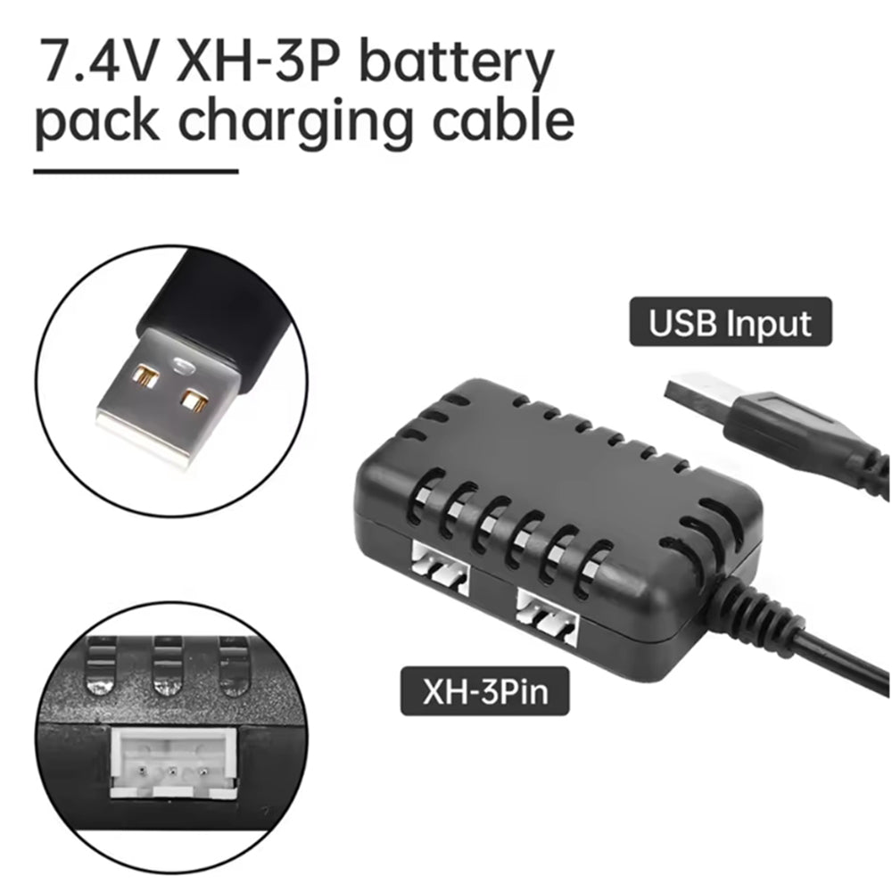 2S 7.4V 2-In-1 Charger with XH-3P Connector Plug for AX24 SCX24 UTB18 SCX24 RC Cars & Trucks,7.4V 2S Lithium Batteries