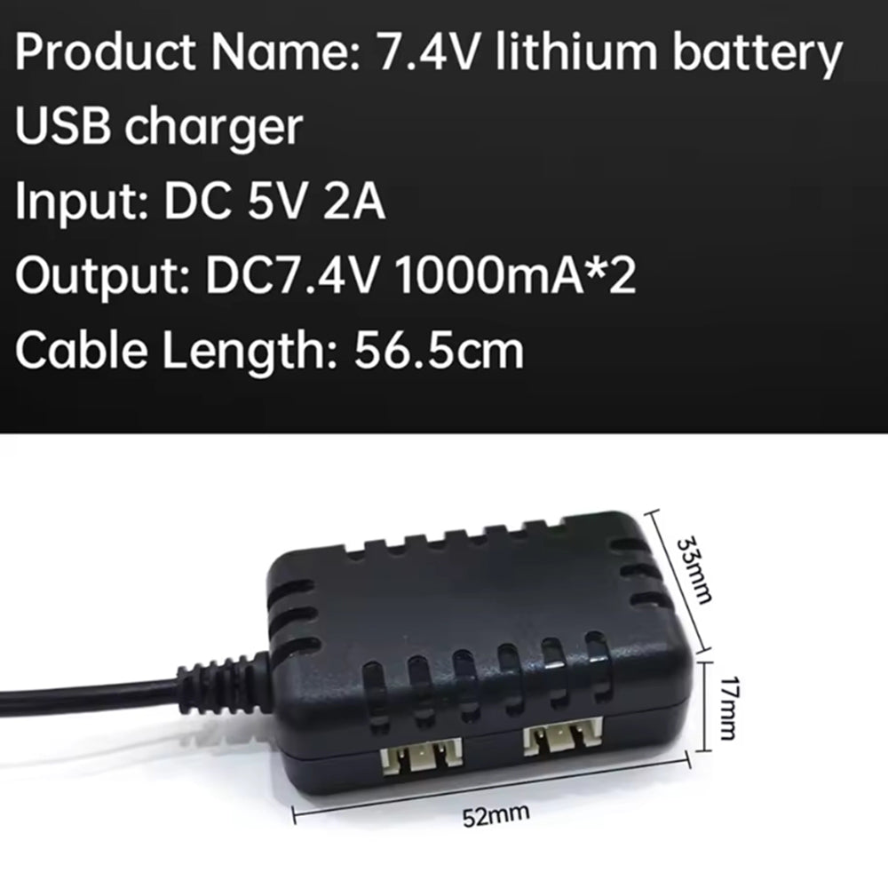 2S 7.4V 2-In-1 Charger with XH-3P Connector Plug for AX24 SCX24 UTB18 SCX24 RC Cars & Trucks,7.4V 2S Lithium Batteries