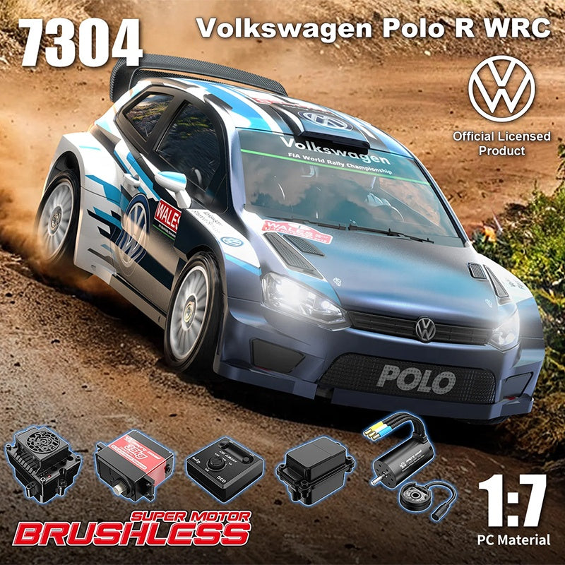 MJX Hyper GO 7304 1/7 Scale Polo R WRC 4WD RC Rally Car 4S Brushless Motor 60km/H Official Licensed for Drifting Fans and Adults