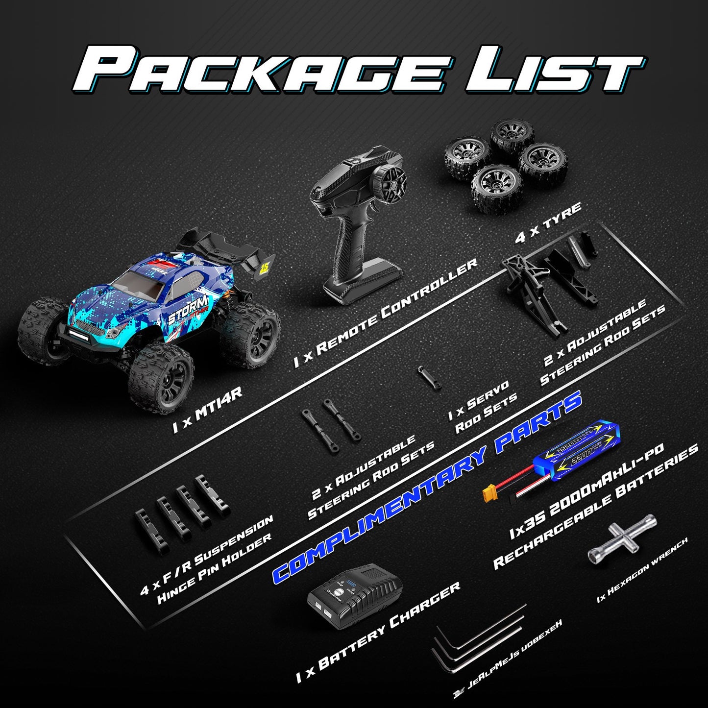 New JIUSI RC Pickup Truck, 80 km/h Brushless Off-road Intelligent Remote Control Monster Truck Toy Racing Car.