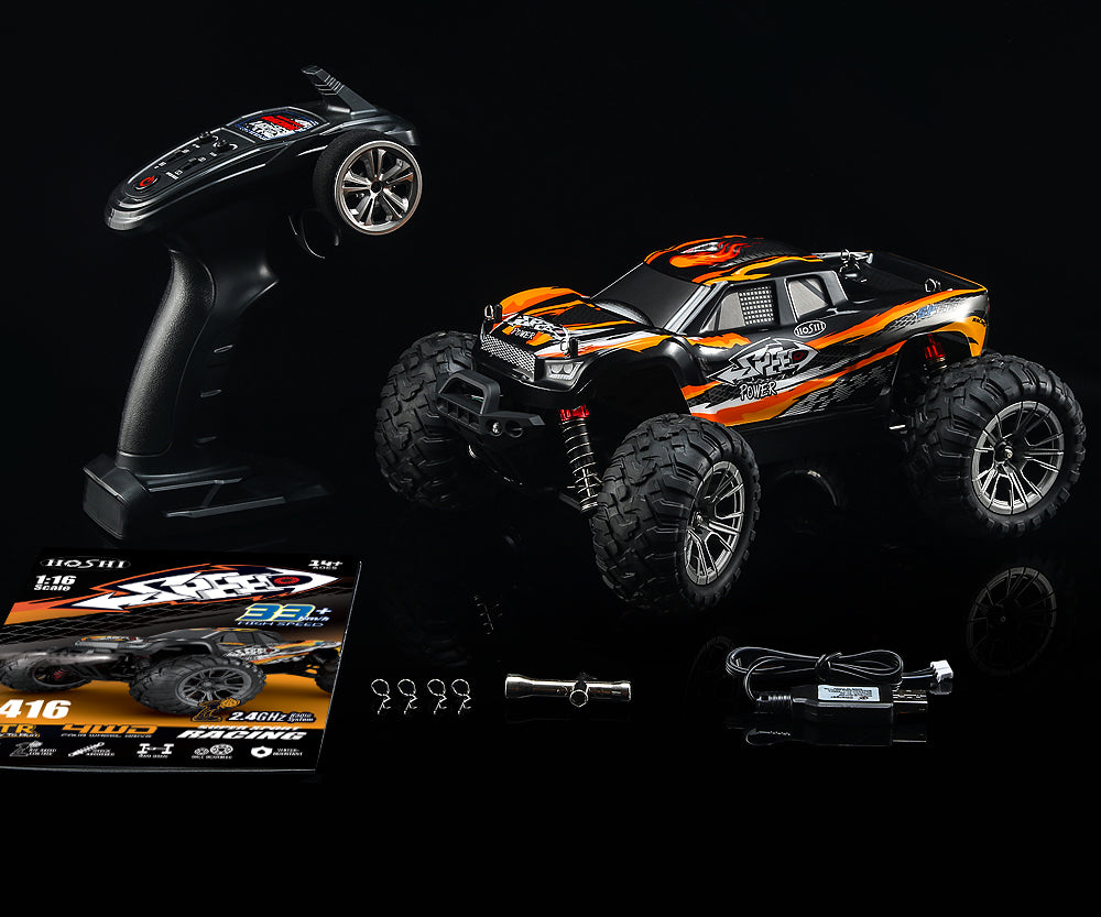 NEWEST HOSHI N416 1/16 High Speed Truck 4WD 36KM/H Supersonic Monster Truck Off-Road Vehicle Orange Color 2XBATTERY Version