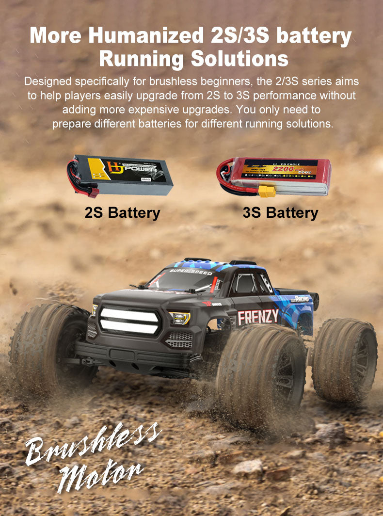 HOSHIPLAY N517 Frenzy RC Car Truck 1/12 Scale Brushless 70KM/H High Speed Car Crawler 4WD RC Vehicle Model 2XBattery Version