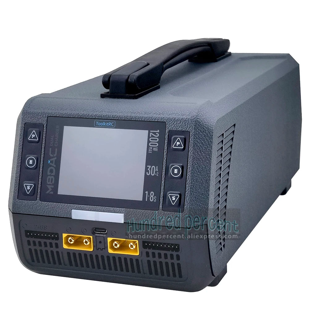 ToolkitRC M8DAC intelligent charger 2-channel 1-8S IPS display AC 1200W 50A 30A model car 1/5 1/6 1/7 fast charging