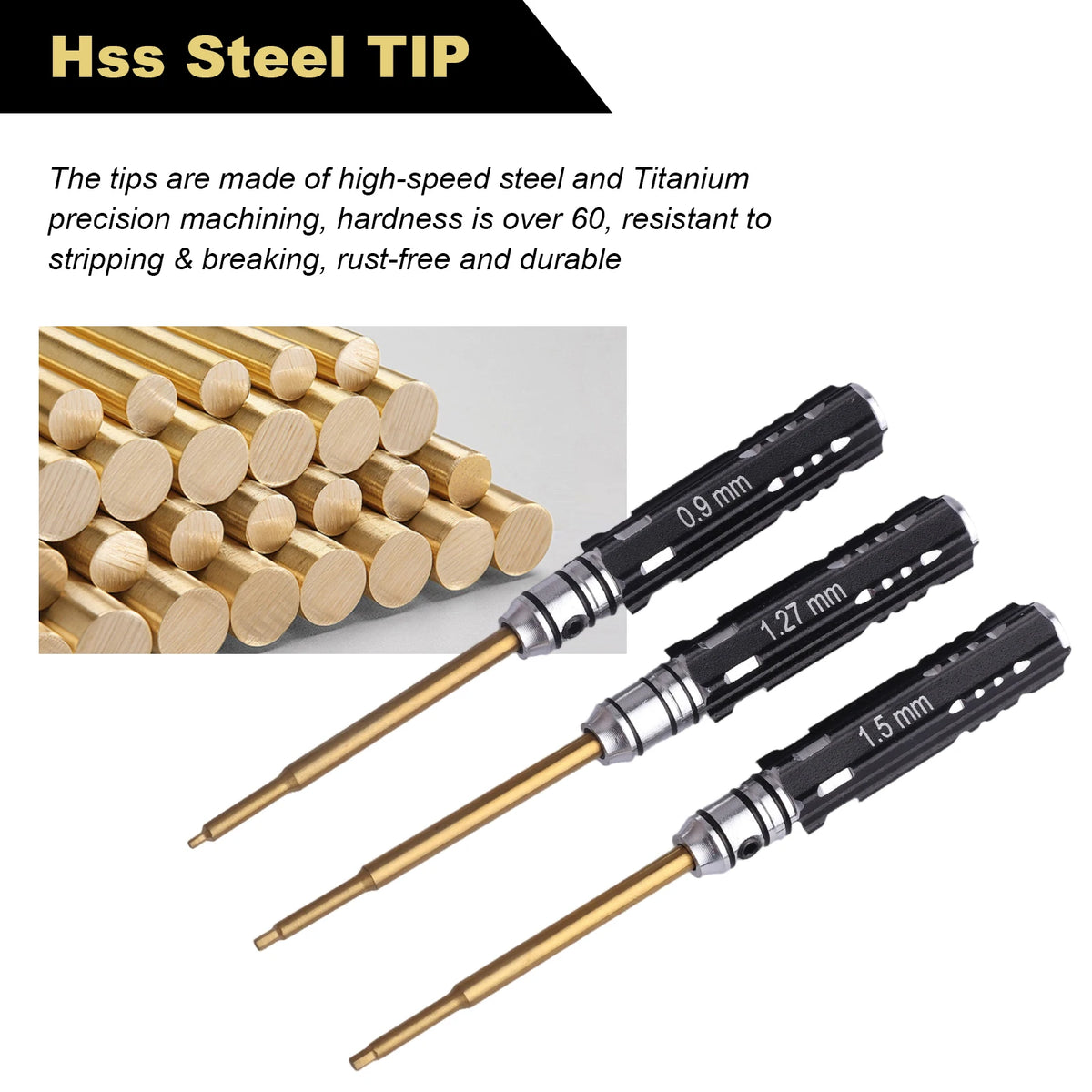 Hobbypark Mini RC Hex Driver Set 0.9 1.27 1.5mm Allen Screwdriver & Wheel Nut Wrench for Axial SCX24 1/24 Crawler