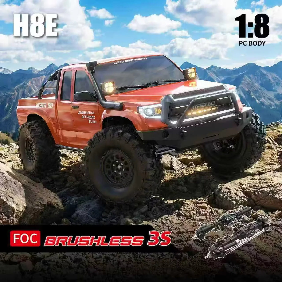 New 1/8 MJX Brushless H8E Remote Control Car Electric 4WD RC Professional Climbing Off-Road Vehicle Simulation High Speed Model