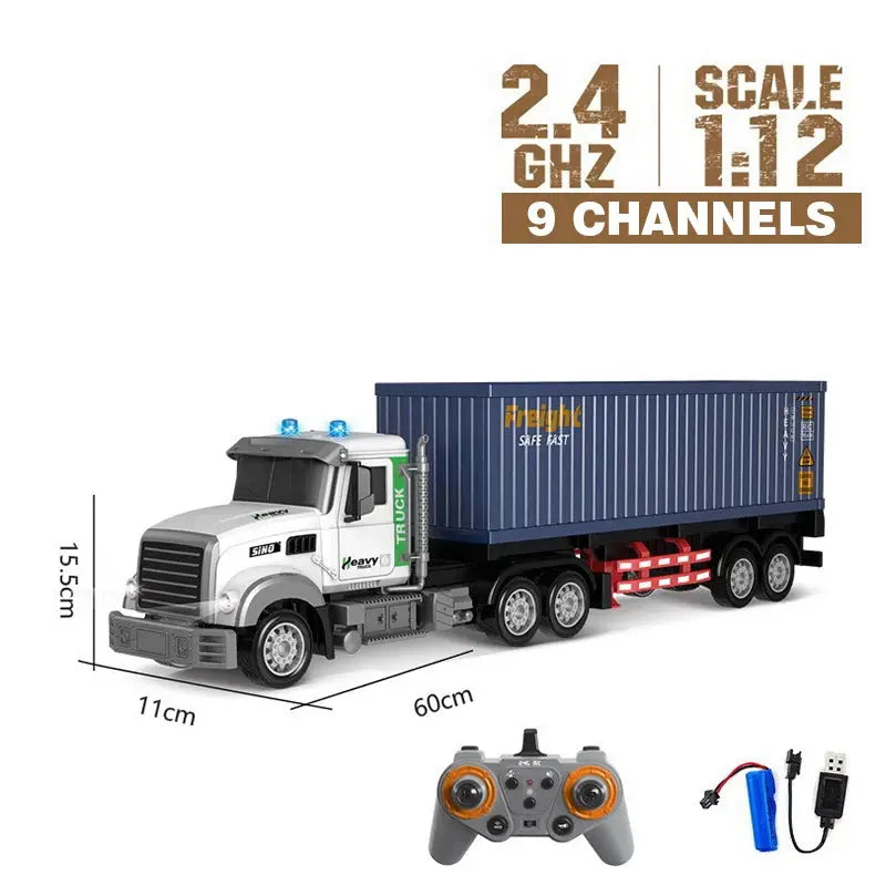 1:24 RC Container Trailer Remote Control Car Double-layer Truck Transport Vehicle Toy Car Model with Music Boy Random Recon