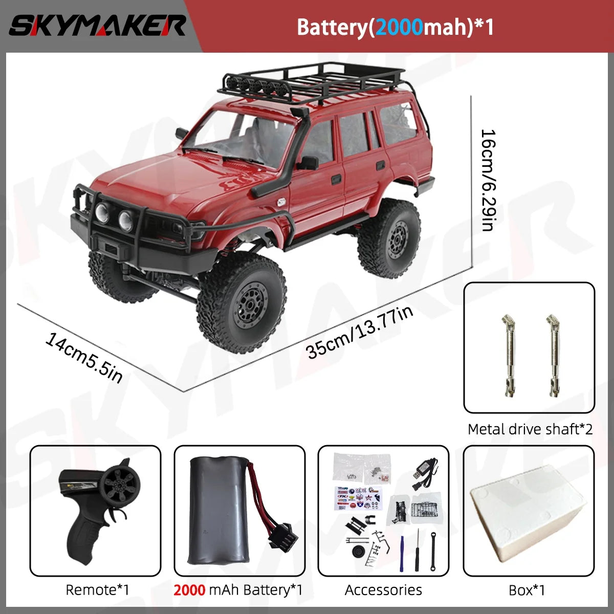 WPL C54 C54-1 1/16 RC Car LC80 Model 2.4G 4WD Off Road Remote Control LED Climbing RC Truck Electric Toy Car Gift for Boy