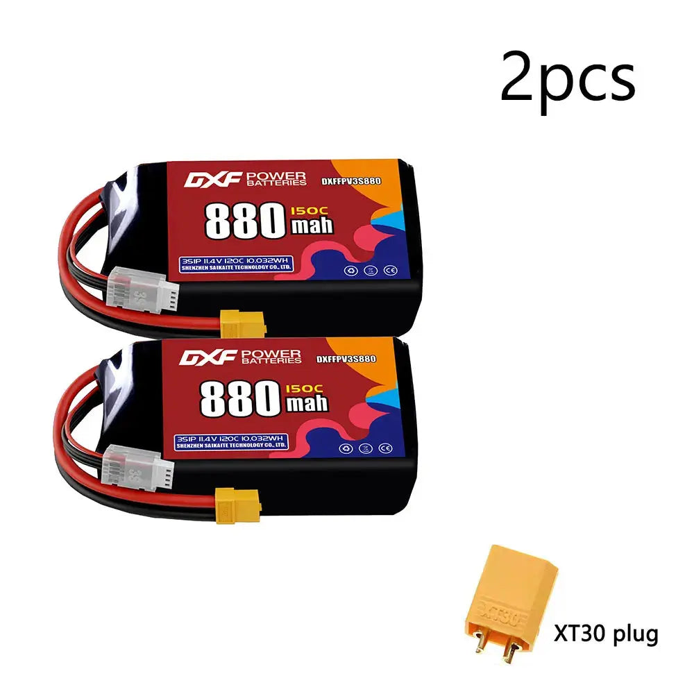 DXF 3S LiPo Battery 11.1V 150C - 650 to 1100mAh, XT30 / XT60 / JST Random Recon
