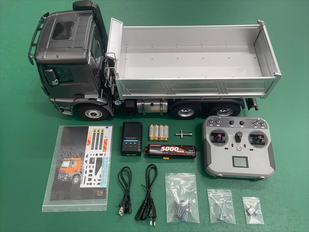 1/14 RC Electric Dump Truck 6x6 with Screw Lifting Two-Speed Shift Lighting and Sound Effects  RTR Remote Control Toy Car