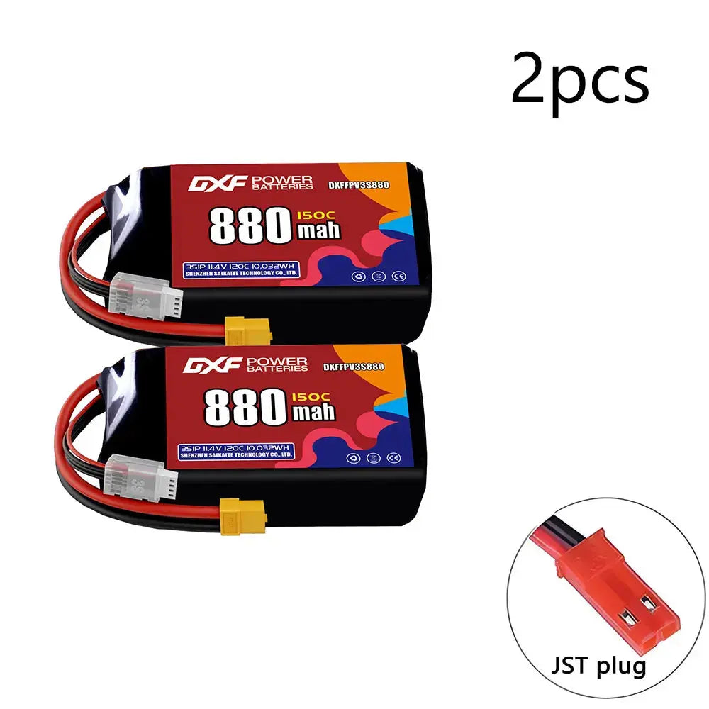 DXF 3S LiPo Battery 11.1V 150C - 650 to 1100mAh, XT30 / XT60 / JST Random Recon