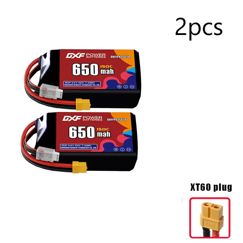 DXF 3S LiPo Battery 11.1V 150C - 650 to 1100mAh, XT30 / XT60 / JST Random Recon