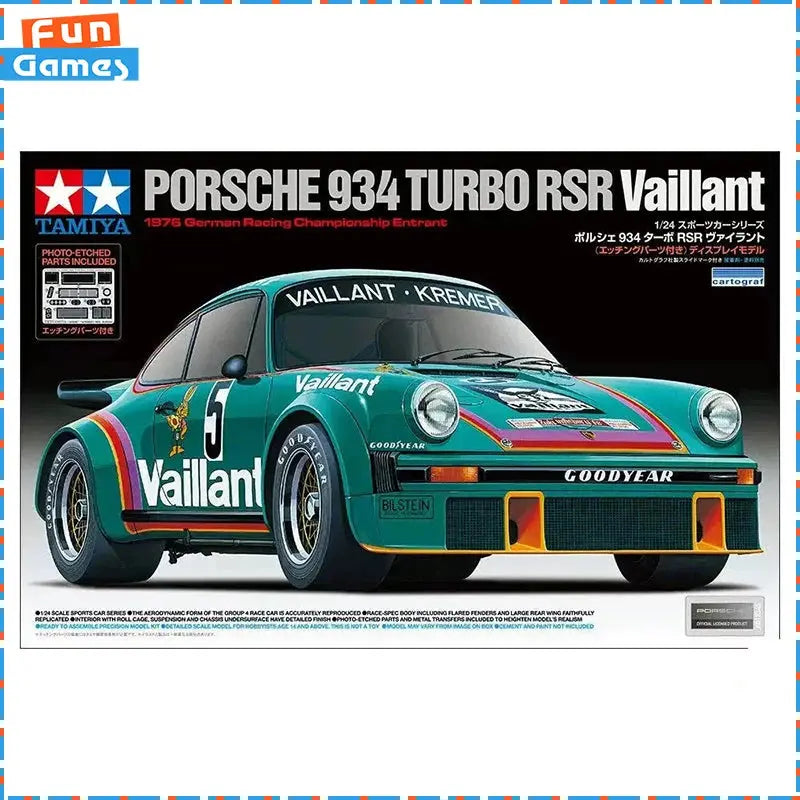Genuine TAMIYA Classic 24334 Porsche 934 TURBO RSR Vaillant Racing Car Assembly Model Exquisite Gift for Model Enthusiasts Random Recon
