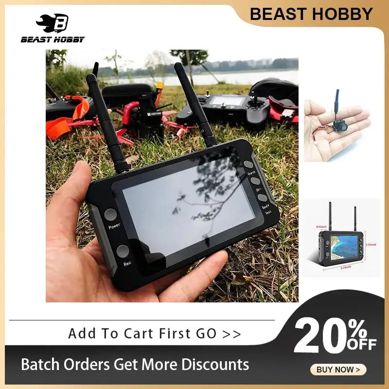 5.8G FPV Monitor with DVR - 4.3 Inch LCD, 40CH Auto Search Random Recon