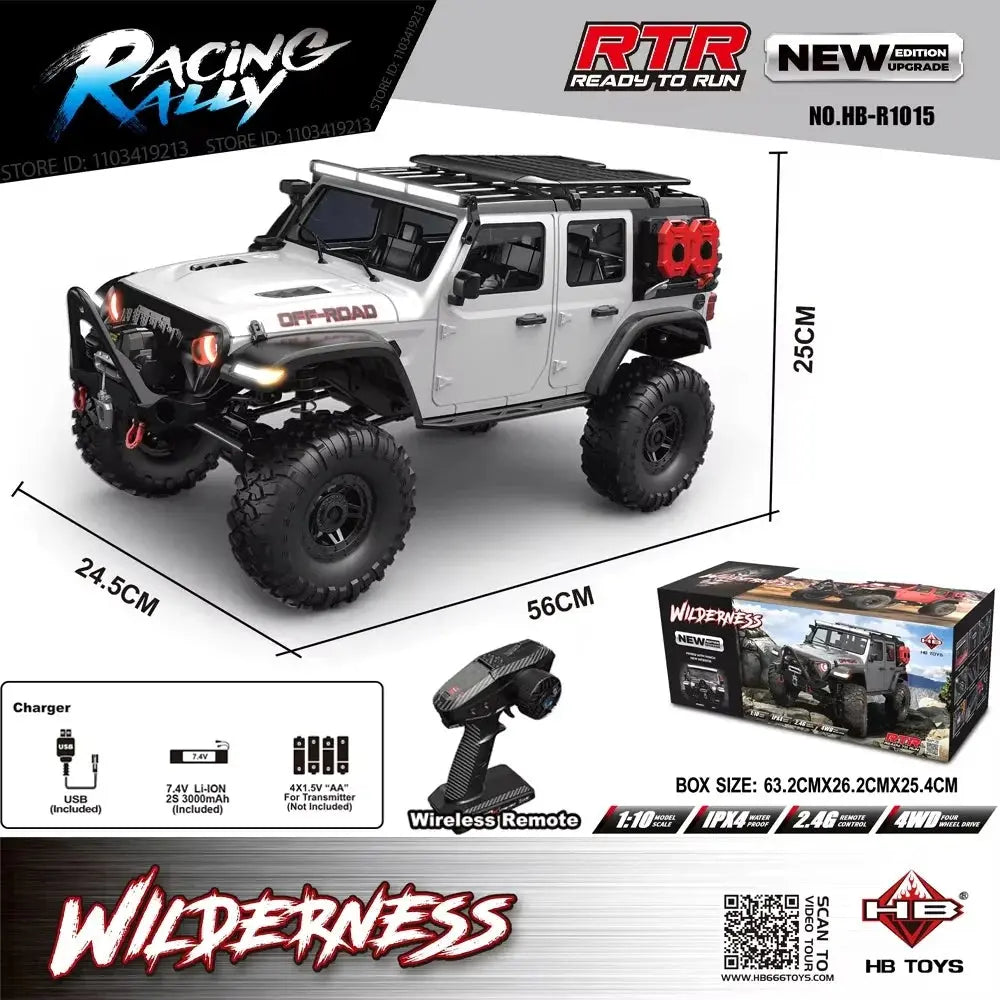 New Upgrade HB-R1011 Jeep Rubicon Recon Rc Car 1:10 Full Scale Model Climbing Car High Speed Off-Road Vehicle Brushless Version Random Recon