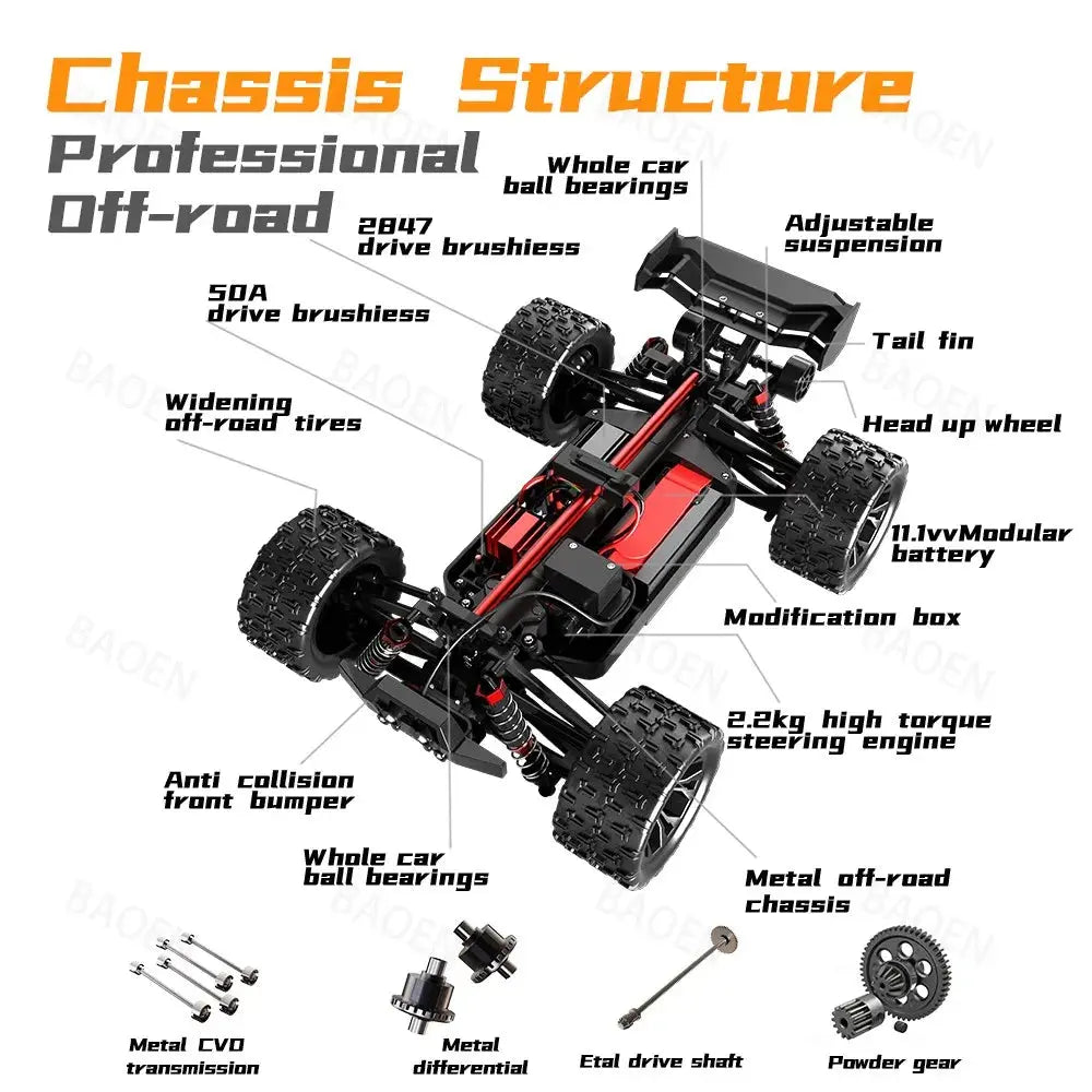 Wltoys 1:16 85KM/H or 50KM/H 4WD RC Car with LED Remote Control Cars High Speed Drift Monster 4x4 Truck for Kids Toys Kids Gift Random Recon - Random Recon