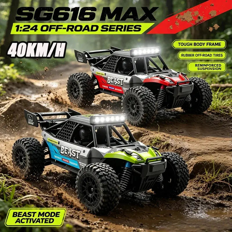 New SG616 MAX 1/24 RC Car 30 40KM/H 4WD Offroad Racing Car 2.4G Radio Control All Terrain Truck With LED Lights Hobby Model Toys Random Recon
