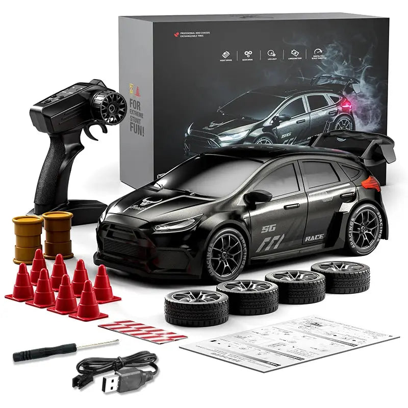 1/24 4WD RC Drift Car - 2.4G, LED Lights, Replaceable Tires, RTR Random Recon