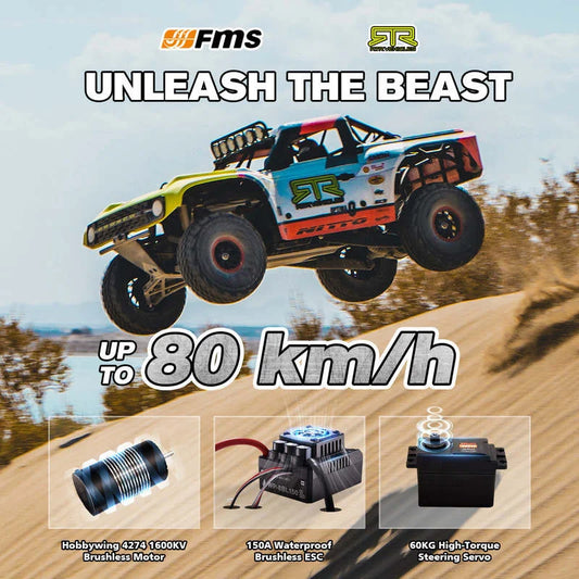 FMS 1:7 Bronco EB Brushless 4WD 80KM/H+ High speed violent racing Short Course Truck RS  Off-Road RC Remote Control Car Model
