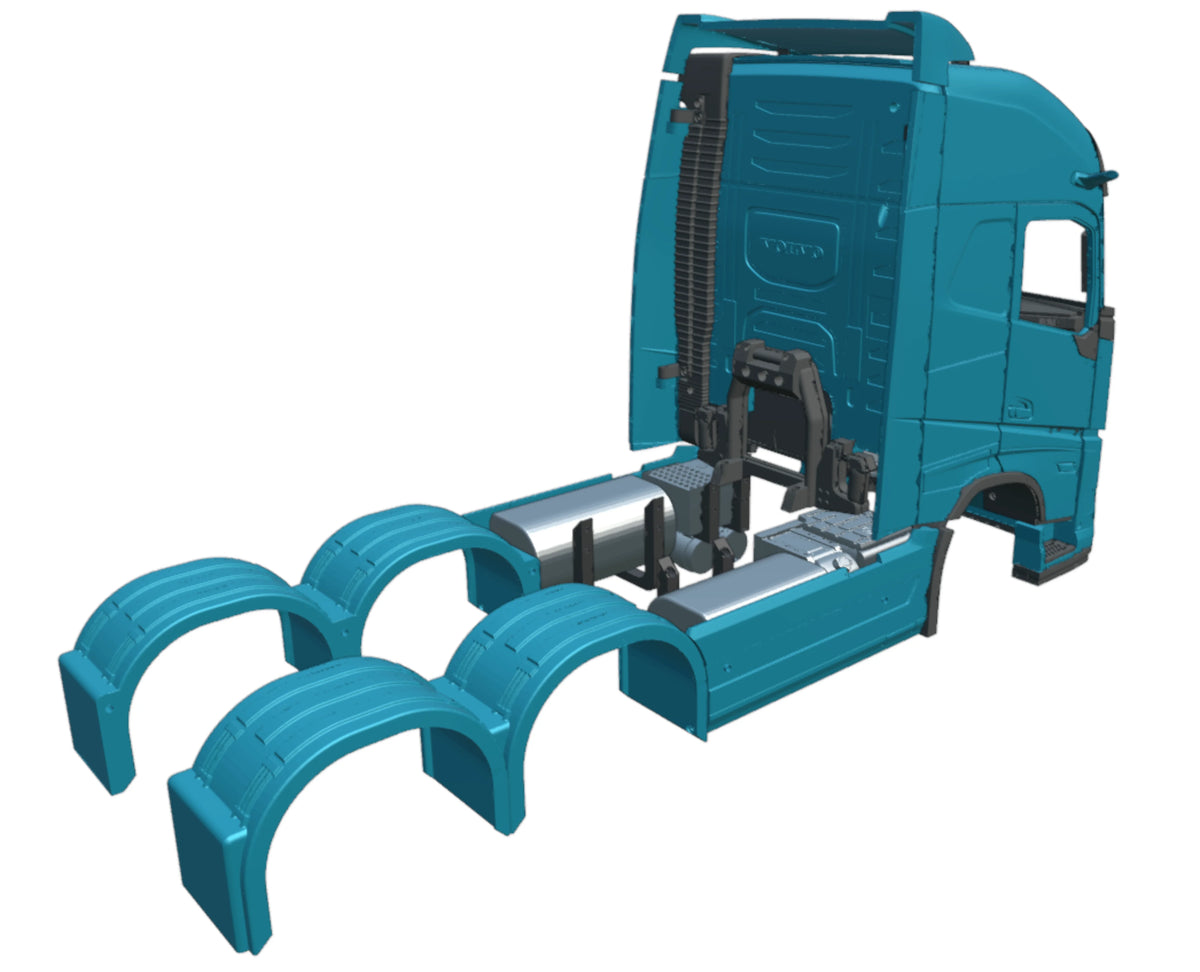 3D Printed Truck Cab Kit 1/14 Volvo FH16 Aero Tamiya Lesu Lxy Scaleclub SCX10 TRX6