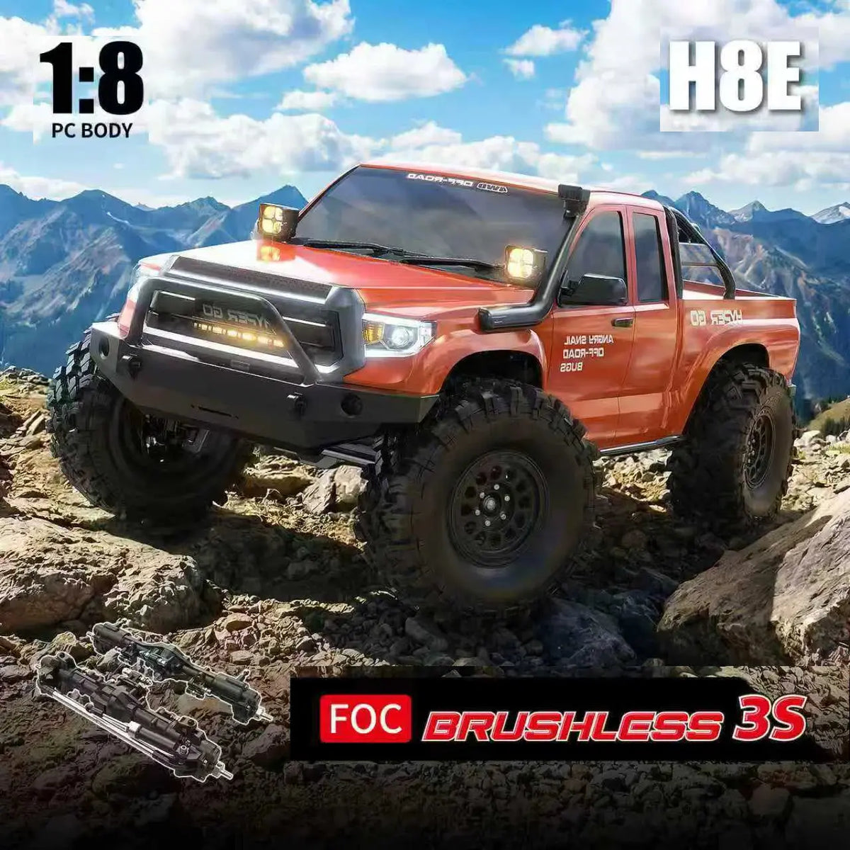 MJX H8E Brushless 1/8 Scale RC Crawler - 4WD, Diff Lock, Hi/Lo Speed - Random Recon