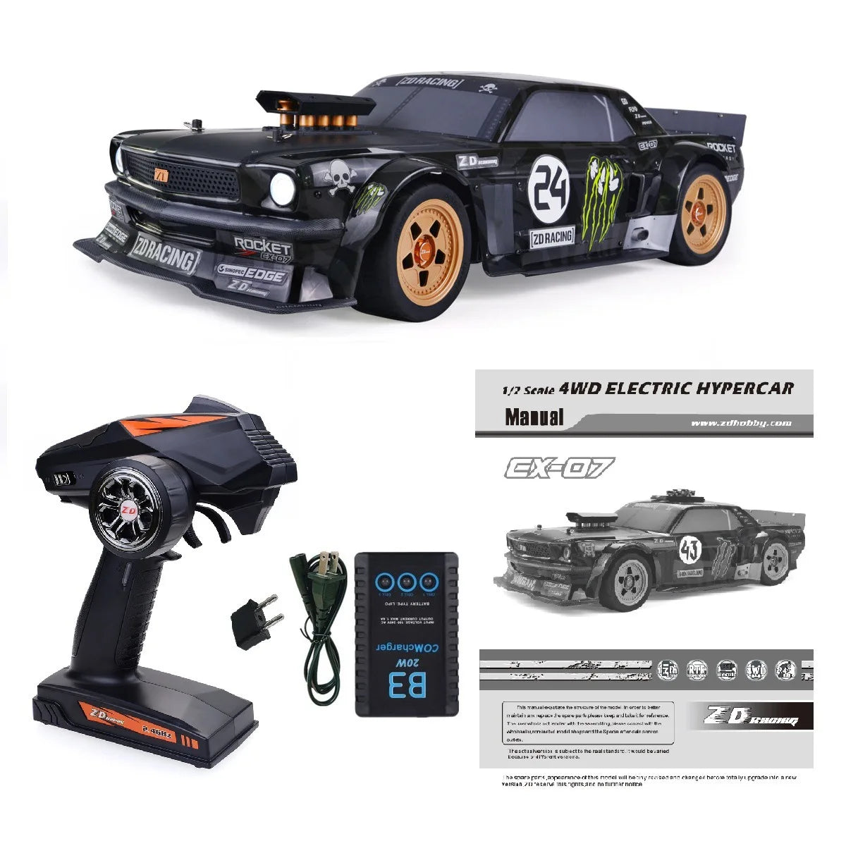 ZD Racing EX-07 1/7 Scale High-Speed Brushless Drift Car 4WD Electric Hypercar Rally Car Remote Control RC Car Model Toy Gift