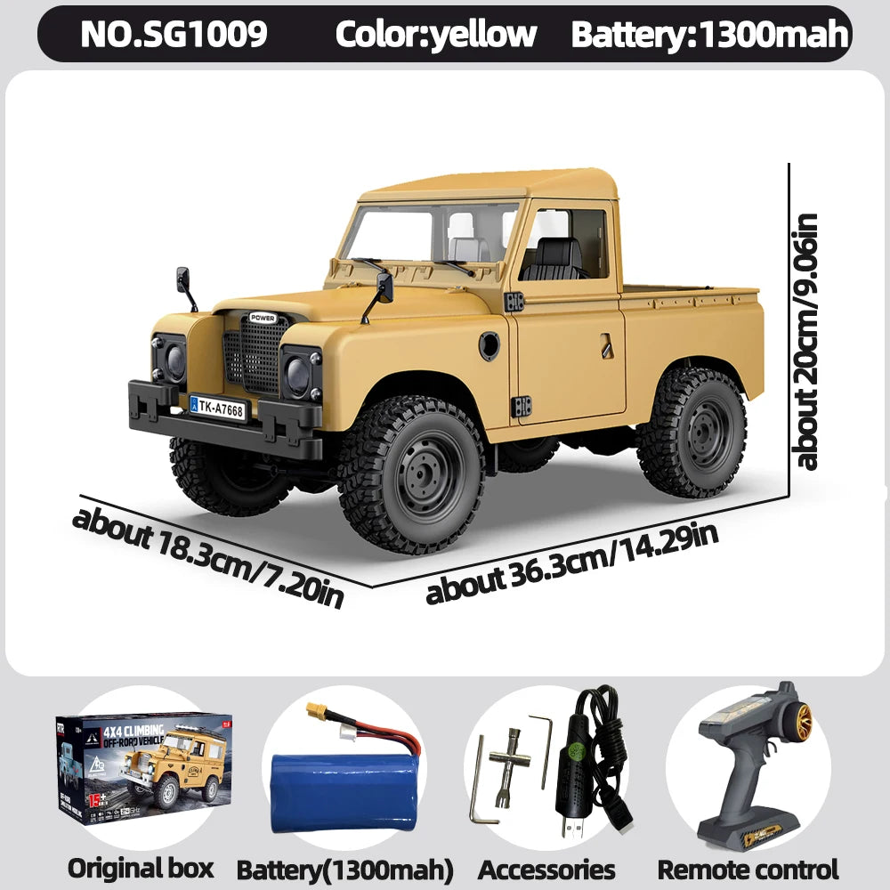 SG1009 SG1010 1/10 4WD RC car Defender RTR 2.4GHz Remote Control Off-Road Truck with LED Lights Metal Chassis Climbing Car Gift