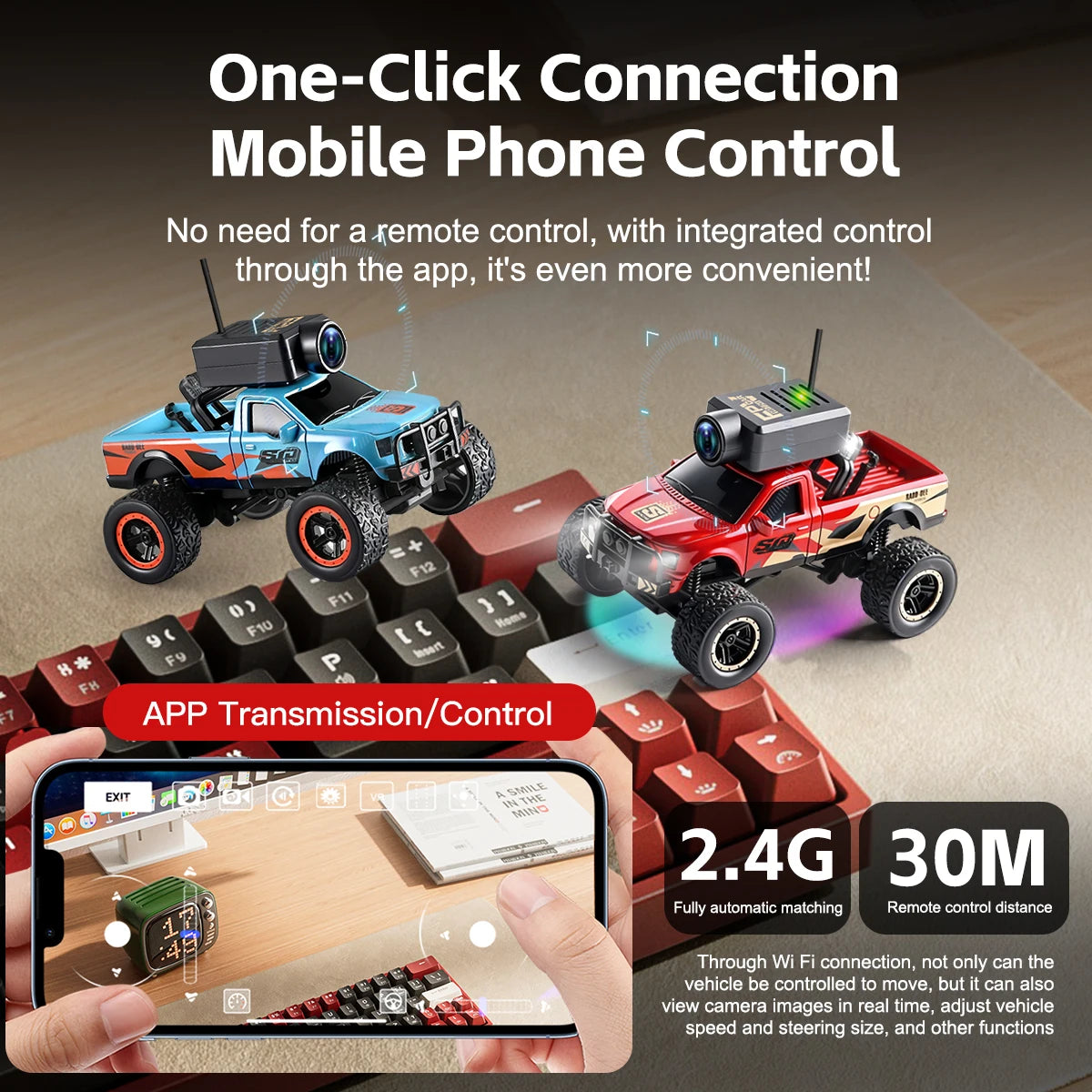 Wltoys 1:64  6407 6407-C Mini Remote Control Camera Car Wireless Remote Control Equipped with APP WiFi VR Display Desktop Toy