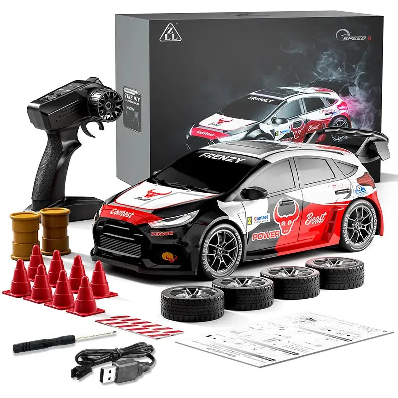 1/24 4WD RC Drift Car - 2.4G, LED Lights, Replaceable Tires, RTR Random Recon