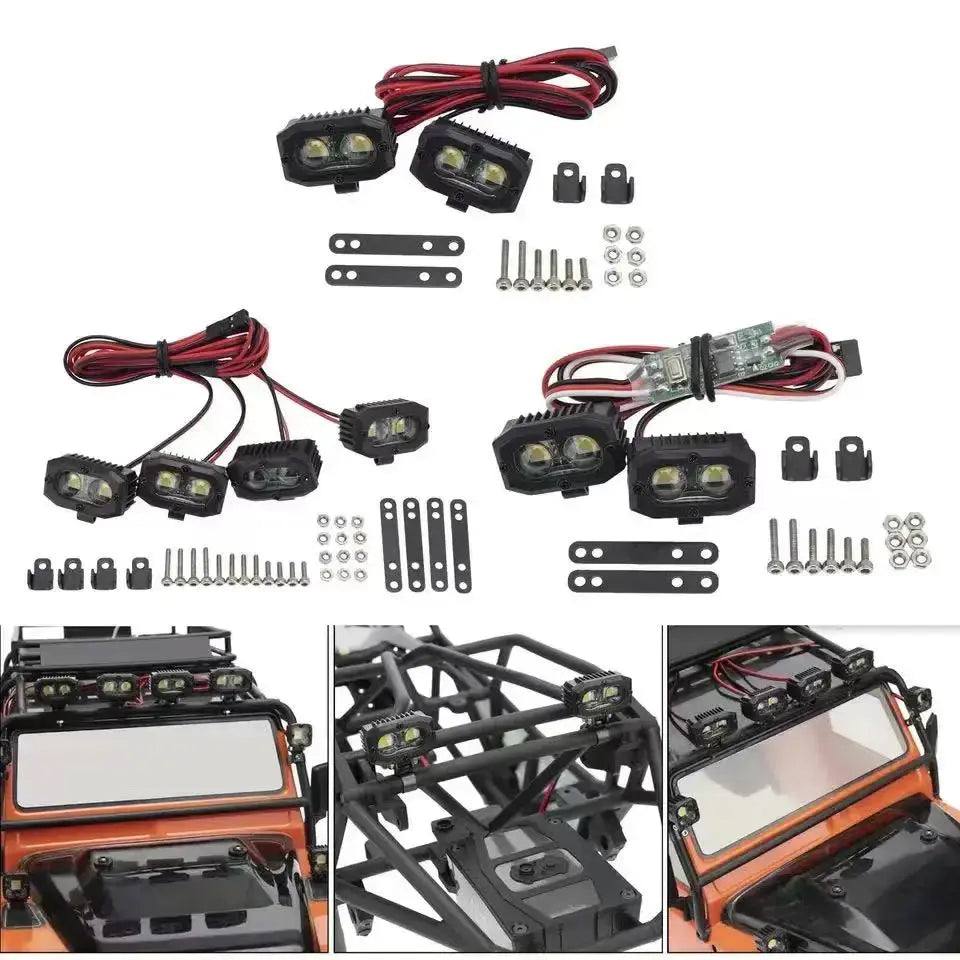 RC Bright LED Lights Headlight Spotlight for 1/10 RC Car Crawler Axial Traxxas TRX4 TRX6 SCX10 90046 AXI03007 Wraith Gen8 VS4-10 Random Recon