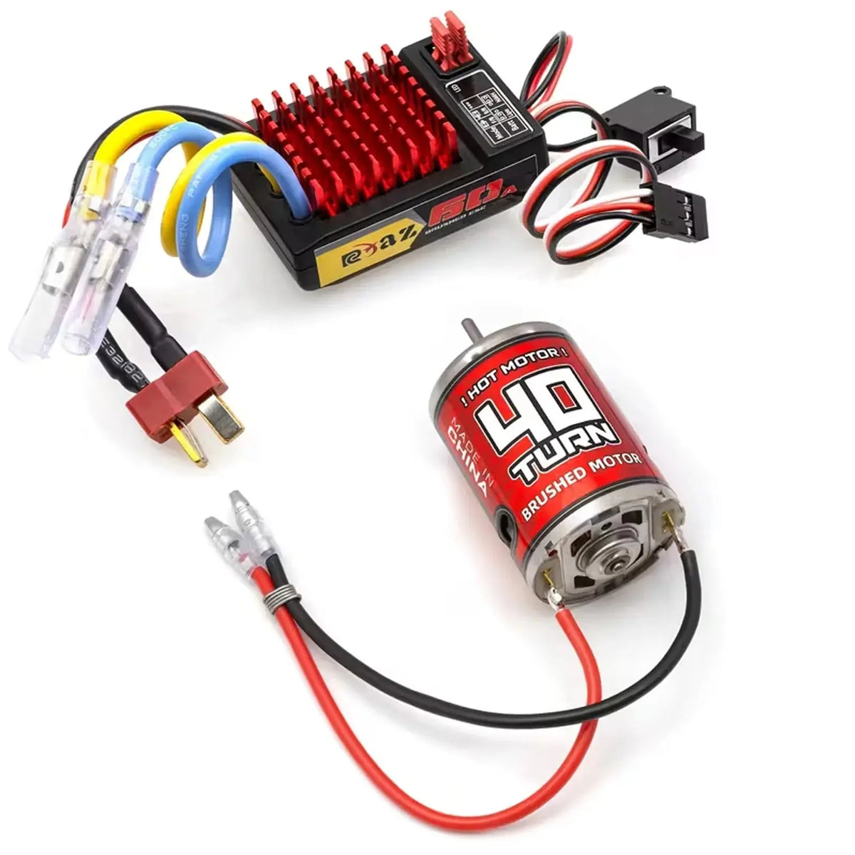 RCXAZ 540 Brushed Motor Matched AEY60 Bidirectional 60A Brushed ESC Combo, RC Upgrade Mod Kit For 1/10 RC Vehicle Arrma Traxxas HSP Redcat RC4WD Tamiya Axial SCX10 D90 1/10 RC Crawler Offroad Truck Buggy - Random Recon