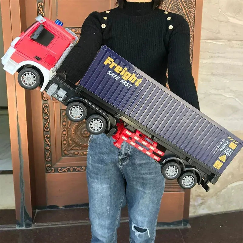 1:24 RC Container Trailer Remote Control Car Double-layer Truck Transport Vehicle Toy Car Model with Music Boy Random Recon