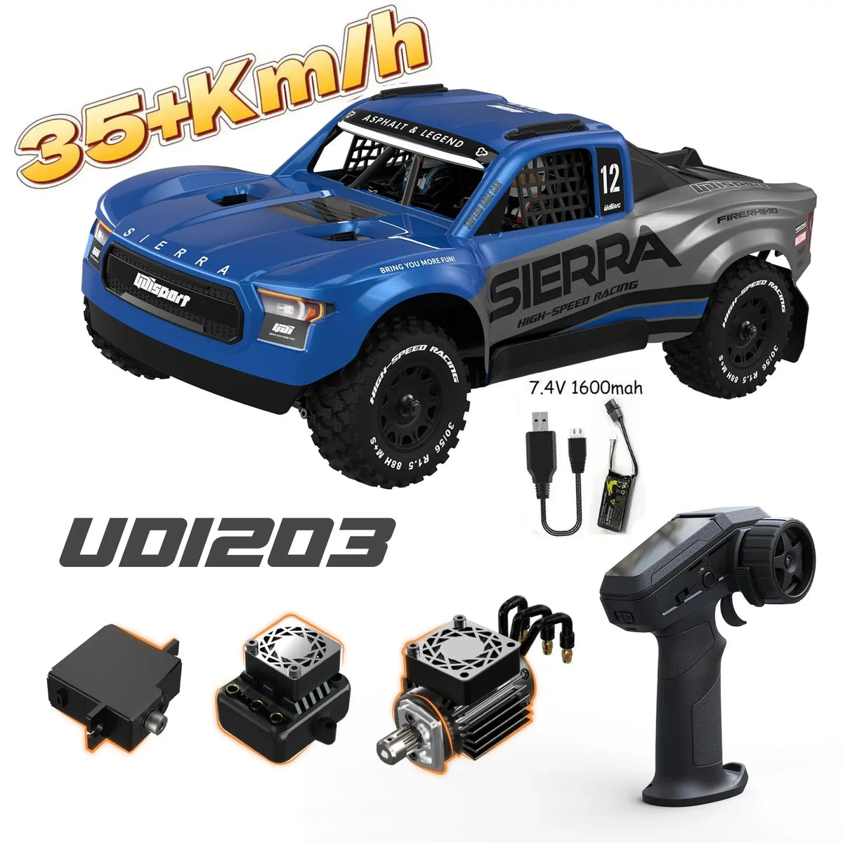 UDIRC 1203PRO 1/12 RC Short Course Truck - 3S Brushless 4WD RTR with Gyro Random Recon