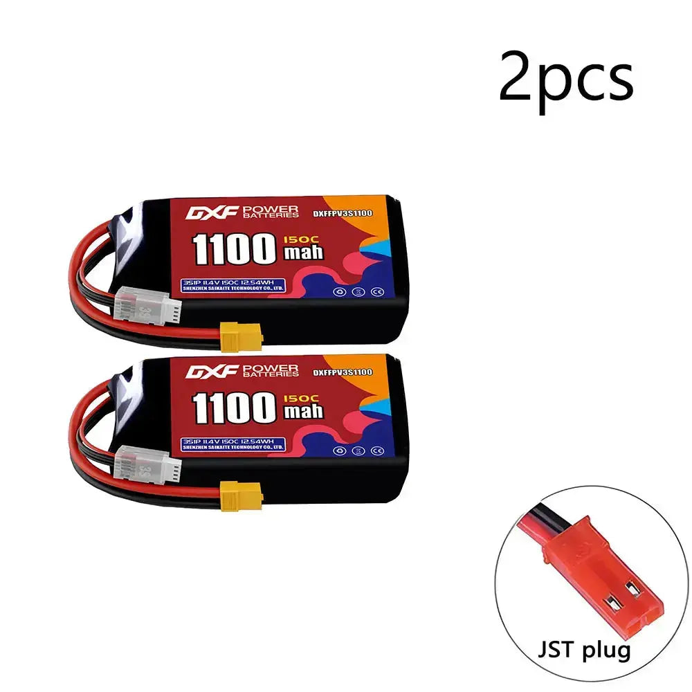 DXF 3S LiPo Battery 11.1V 150C - 650 to 1100mAh, XT30 / XT60 / JST Random Recon