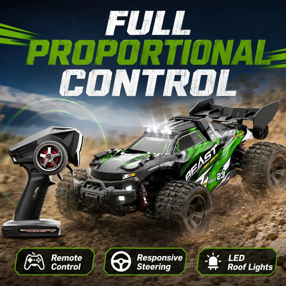ZNLYRION 1:18 Scale 4-Wheel Drive RC Off-Road Car 35km/h All Terrain Racing Buggy Metal Bottom Plate Independent Suspension RC Toy For Adults Kids Random Recon