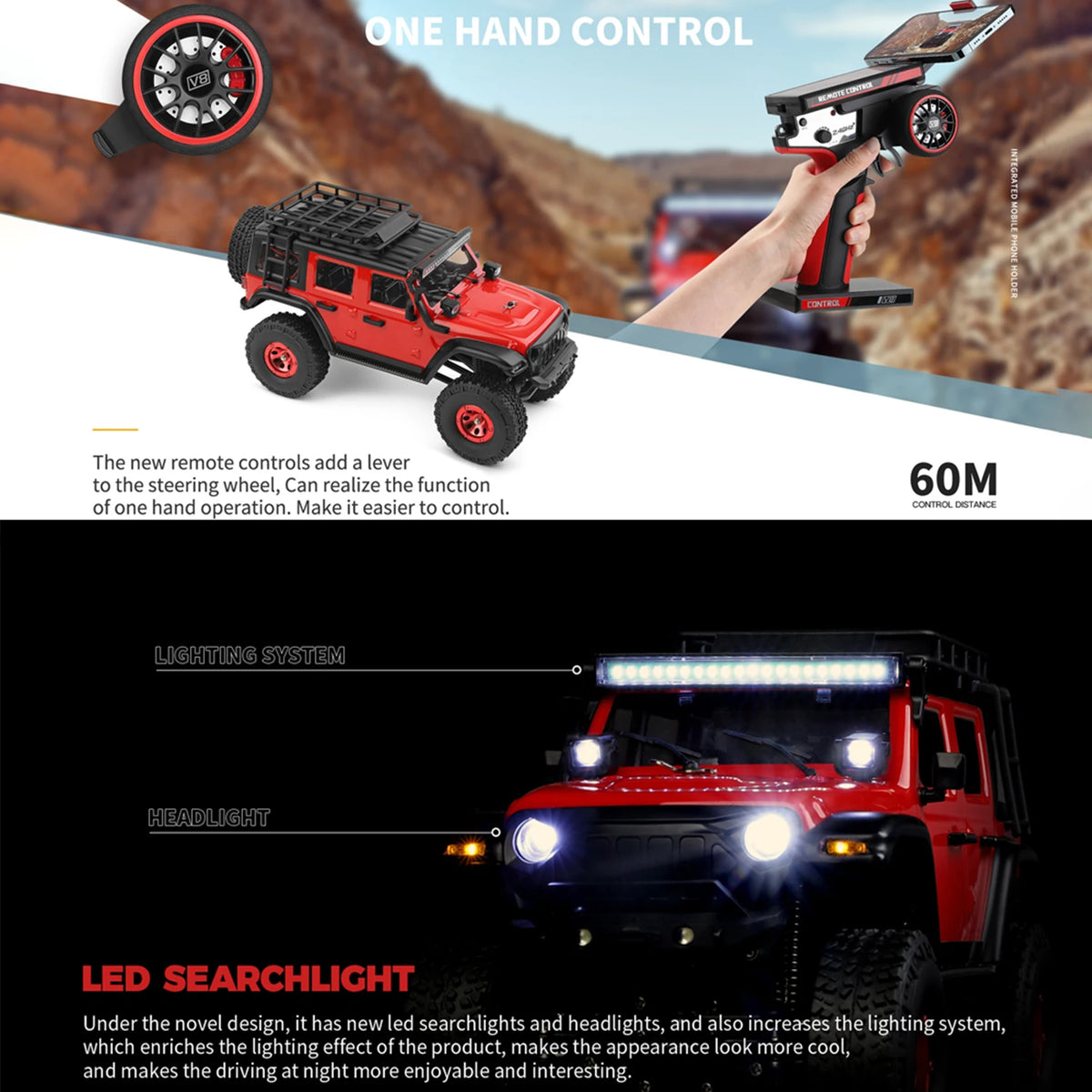 Wltoys 2428 1/24 RC Car 4WD Off-road Electric Crawler 130 Carbon Brush Motor 3KM/H Remote Control Car Toys for Boys Adults