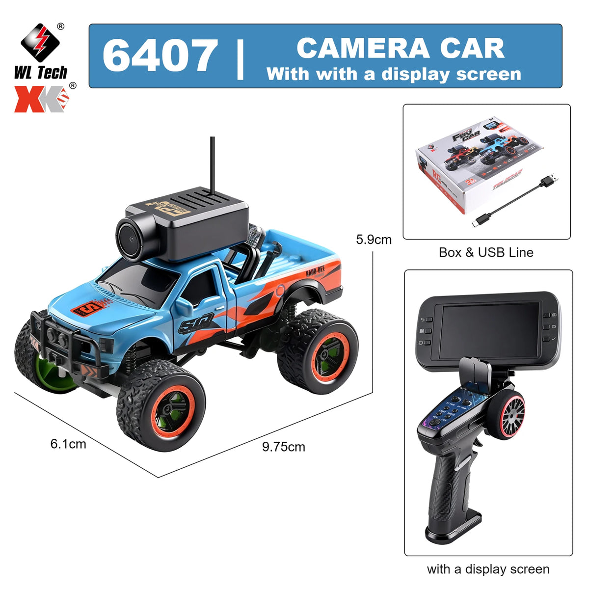 Wltoys 1:64  6407 6407-C Mini Remote Control Camera Car Wireless Remote Control Equipped with APP WiFi VR Display Desktop Toy