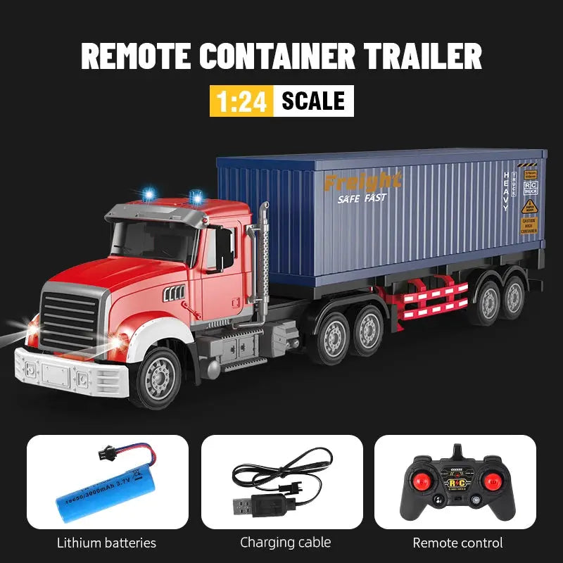1:24 RC Container Trailer Remote Control Car Double-layer Truck Transport Vehicle Toy Car Model with Music Boy Random Recon