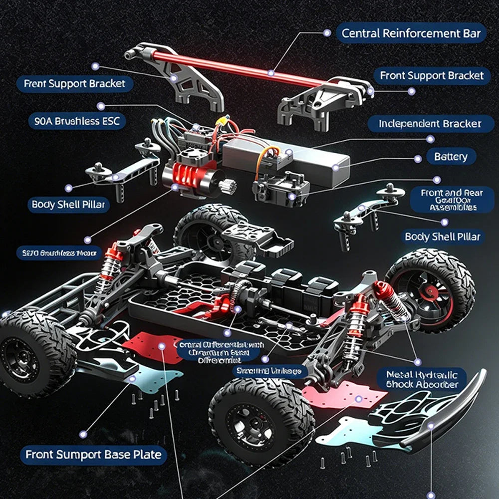 C8826 RC Cars 1:10 Scale Large Size 4WD All-Terrain Remote-Control Drift Racing Car Electric Off-Road Vehicle Professional Toys