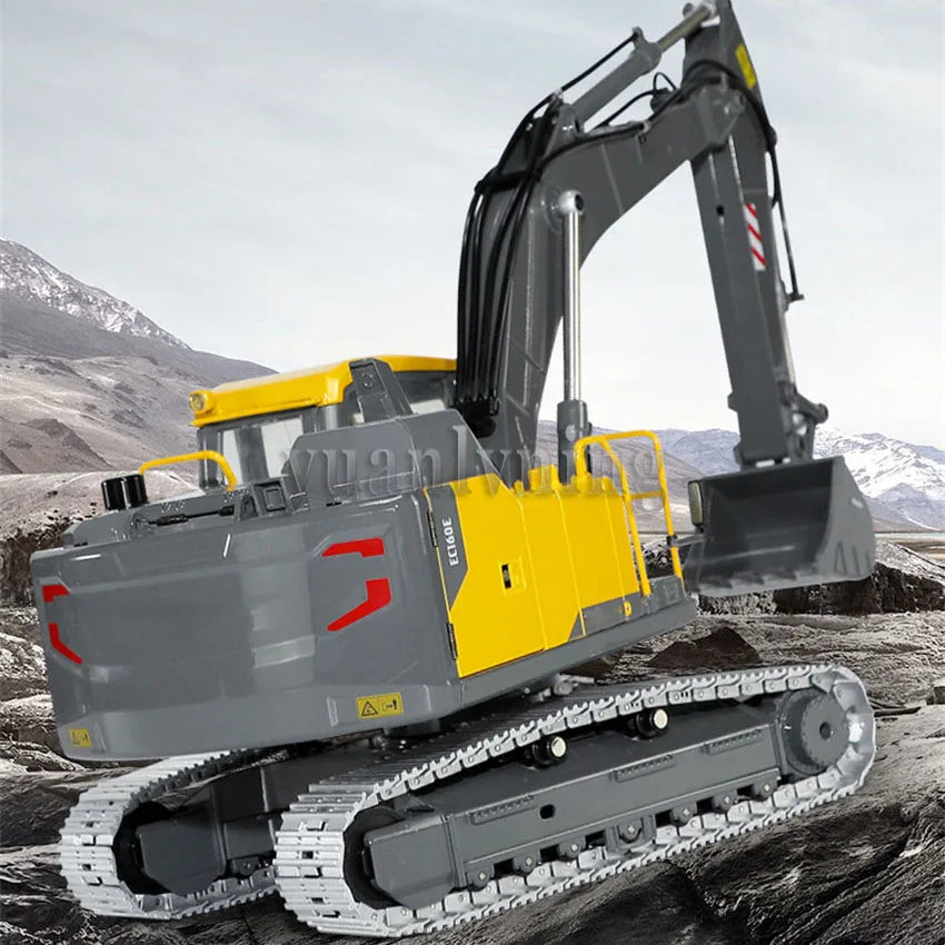 E010 Upgraded 1/14 Full Metal RC Excavator Alloy Construction Vehicle Electric Remote Control Engineering Truck Model Car Toy