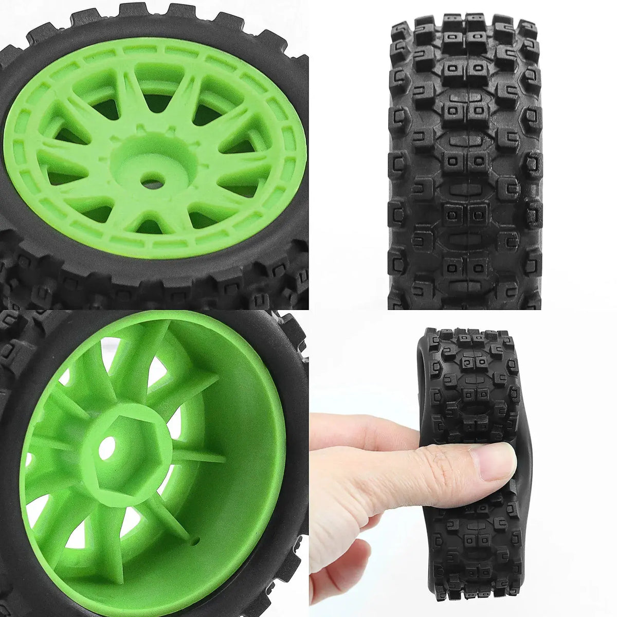 Random Recon ARRMA 1/18 2S TYPHON GROM ARA2106 Wheel Hub and Chocolate Tread All-Terrain Tires Set Upgrade W213 - Random Recon