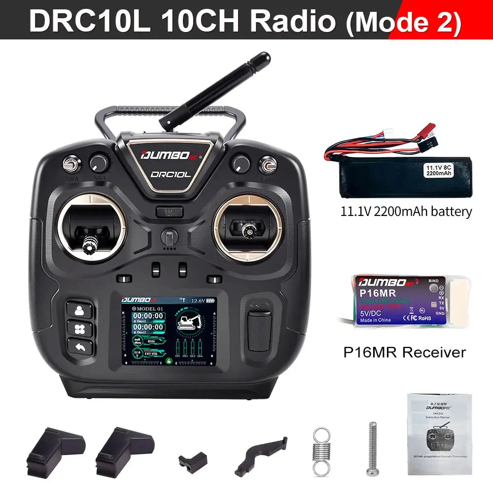 DUMBORC DRC10L 10-Channel RC Transmitter - Coach Mode, 20 Model Memory Random Recon