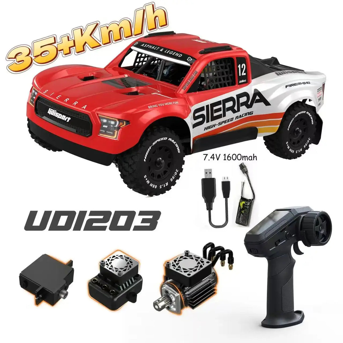 UDIRC 1203PRO 1/12 RC Short Course Truck - 3S Brushless 4WD RTR with Gyro Random Recon