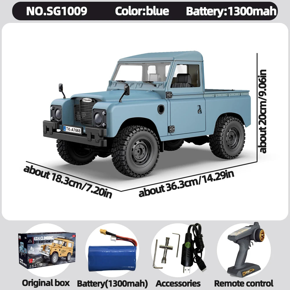 SG1009 SG1010 1/10 4WD RC car Defender RTR 2.4GHz Remote Control Off-Road Truck with LED Lights Metal Chassis Climbing Car Gift